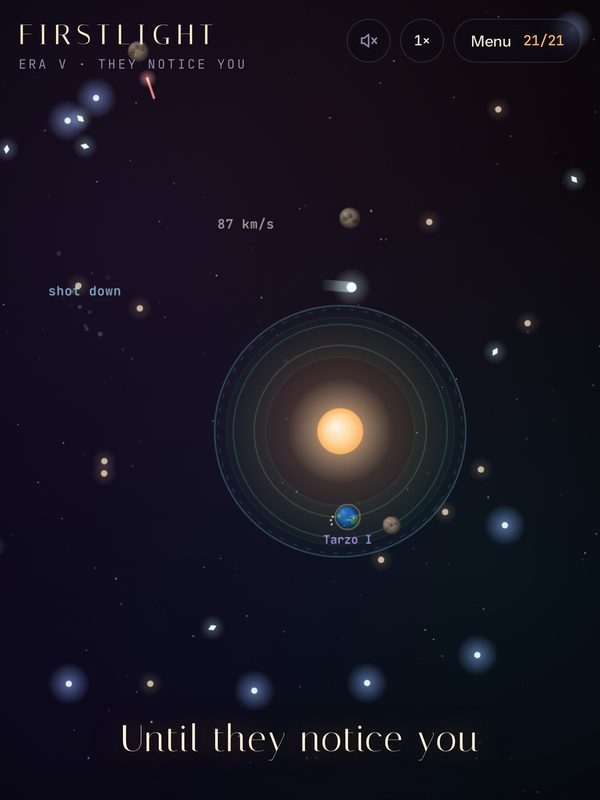 Firstlight on iPad — a civilisation shoots down incoming rocks